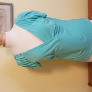 Turquoise Knit Top with V Neck